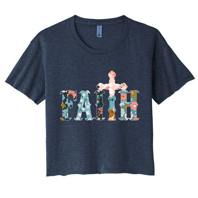 Floral Flower Print Faith Crop Top