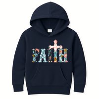 Floral Flower Print Faith Kids Hoodie