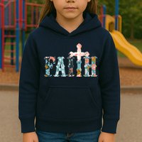 Floral Flower Print Faith Kids Hoodie