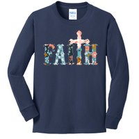 Floral Flower Print Faith Kids Long Sleeve Shirt