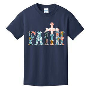 Floral Flower Print Faith Kids T-Shirt