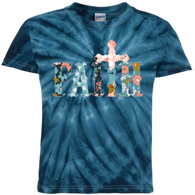 Floral Flower Print Faith Kids Tie-Dye T-Shirt