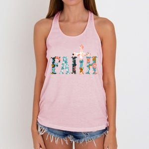 Floral Flower Print Faith Women's Knotted Racerback Tank