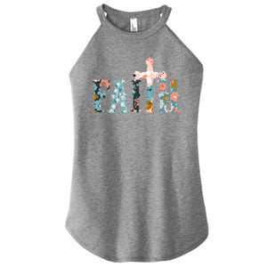 Floral Flower Print Faith Women’s Perfect Tri Rocker Tank