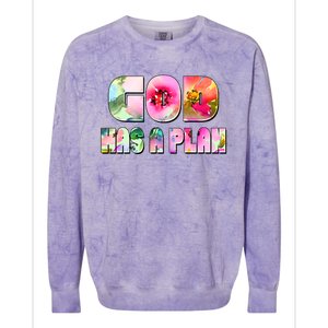 Floral Flower Print God Has A Plan Colorblast Crewneck Sweatshirt