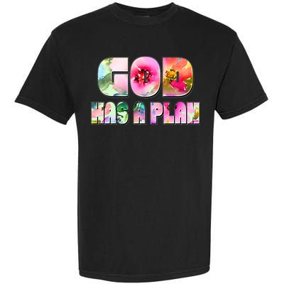 Floral Flower Print God Has A Plan Garment-Dyed Heavyweight T-Shirt
