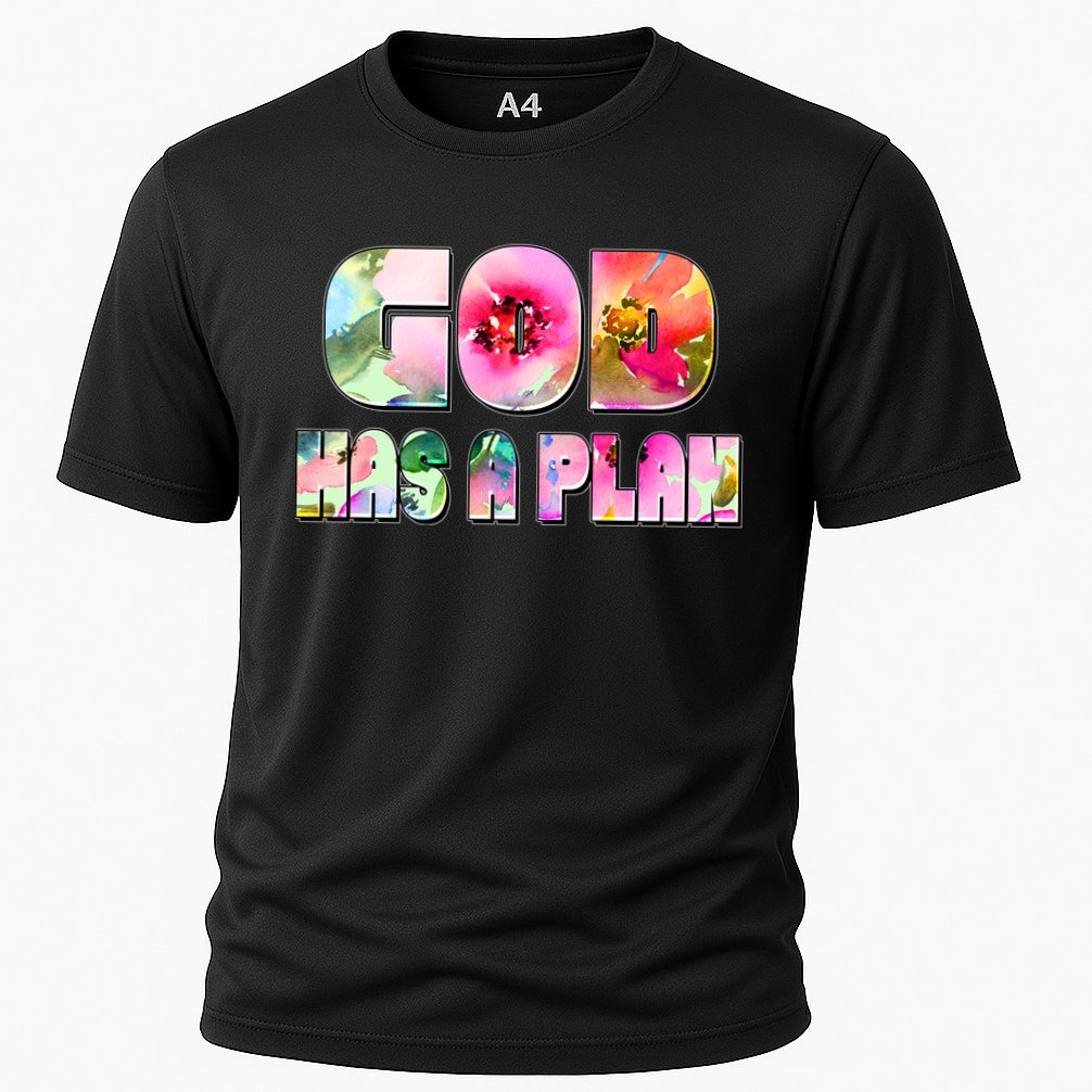 Floral Flower Print God Has A Plan Cooling Performance Crew T-Shirt