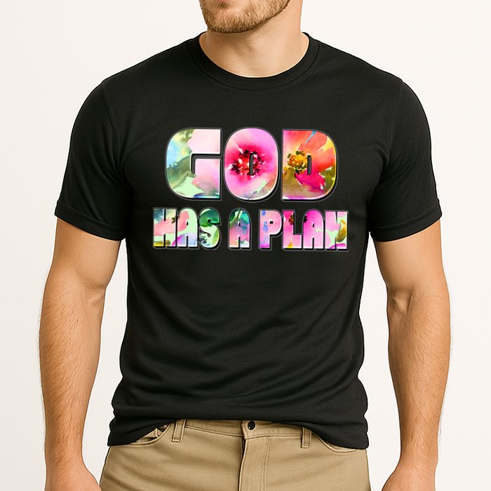 Floral Flower Print God Has A Plan Cooling Performance Crew T-Shirt