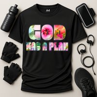 Floral Flower Print God Has A Plan Cooling Performance Crew T-Shirt