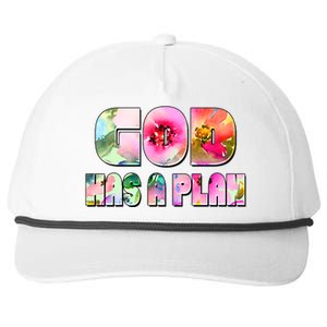 Floral Flower Print God Has A Plan Snapback Five-Panel Rope Hat