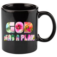 Floral Flower Print God Has A Plan 11oz C Handle Ceramic Mug