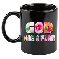 Floral Flower Print God Has A Plan 11oz C Handle Ceramic Mug