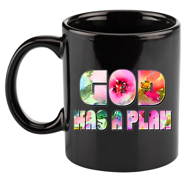 Floral Flower Print God Has A Plan 11oz C Handle Ceramic Mug