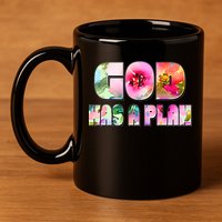 Floral Flower Print God Has A Plan 11oz C Handle Ceramic Mug