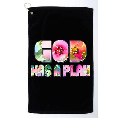Floral Flower Print God Has A Plan Golf Towel