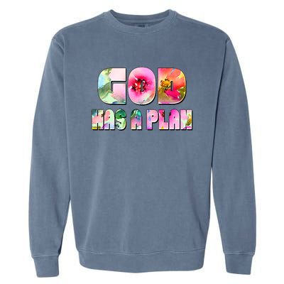 Floral Flower Print God Has A Plan Garment-Dyed Sweatshirt