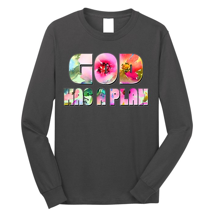 Floral Flower Print God Has A Plan Long Sleeve Shirt