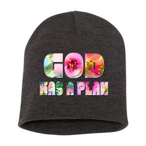 Floral Flower Print God Has A Plan Short Acrylic Beanie