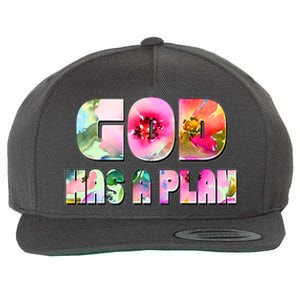 Floral Flower Print God Has A Plan Wool Snapback Cap