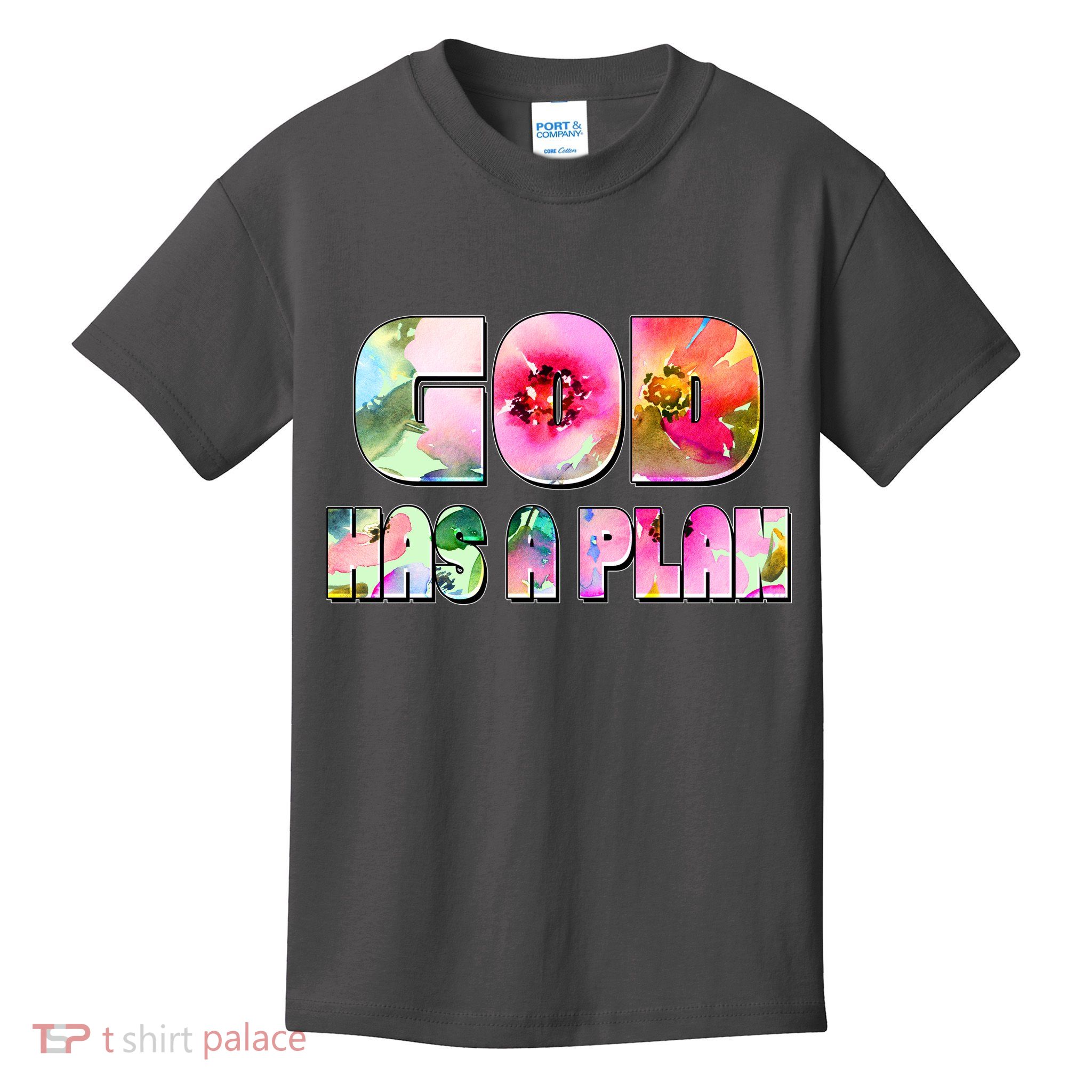 Floral Flower Print God Has A Plan Kids T-Shirt