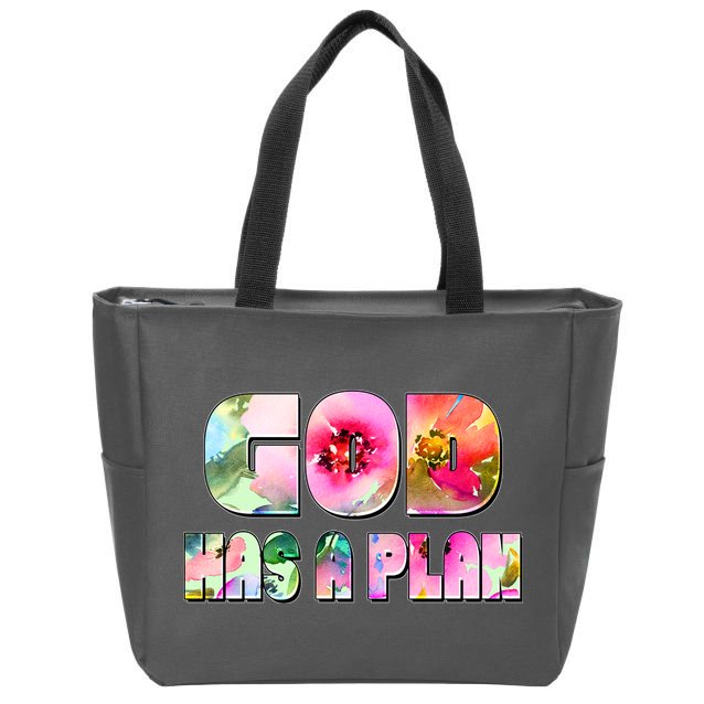 Floral Flower Print God Has A Plan Zip Tote Bag