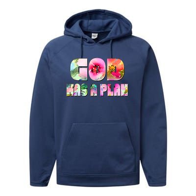 Floral Flower Print God Has A Plan Performance Fleece Hoodie