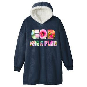 Floral Flower Print God Has A Plan Hooded Wearable Blanket