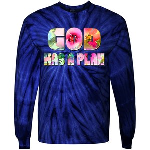 Floral Flower Print God Has A Plan Tie-Dye Long Sleeve Shirt