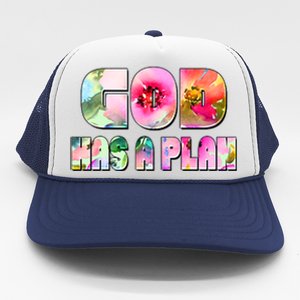 Floral Flower Print God Has A Plan Trucker Hat