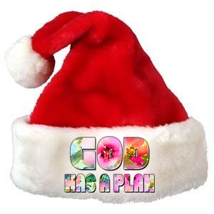 Floral Flower Print God Has A Plan Premium Christmas Santa Hat