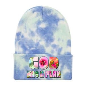 Floral Flower Print God Has A Plan Tie Dye 12in Knit Beanie