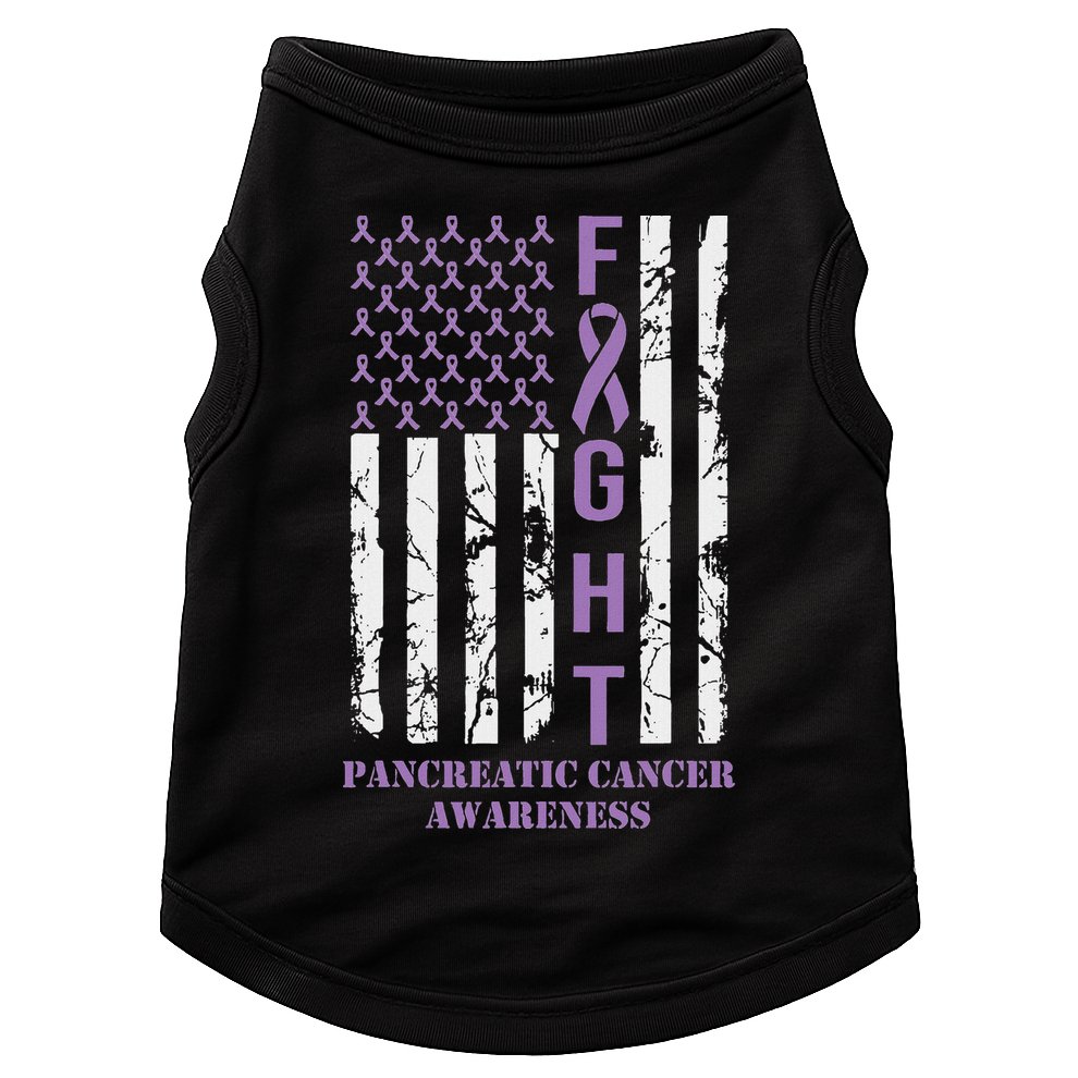 Fight Flag Purple Ribbon Support Pancreatic Cancer Awareness Doggie Tank