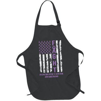 Fight Flag Purple Ribbon Support Pancreatic Cancer Awareness Apron