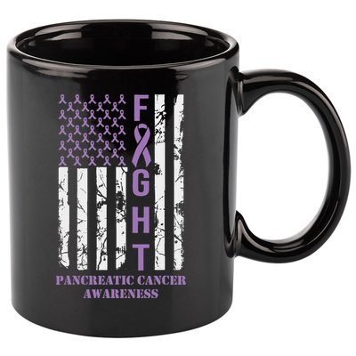Fight Flag Purple Ribbon Support Pancreatic Cancer Awareness 11oz C Handle Ceramic Mug