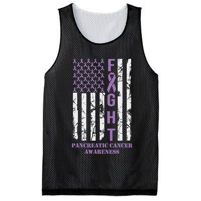 Fight Flag Purple Ribbon Support Pancreatic Cancer Awareness Mesh Reversible Basketball Jersey Tank