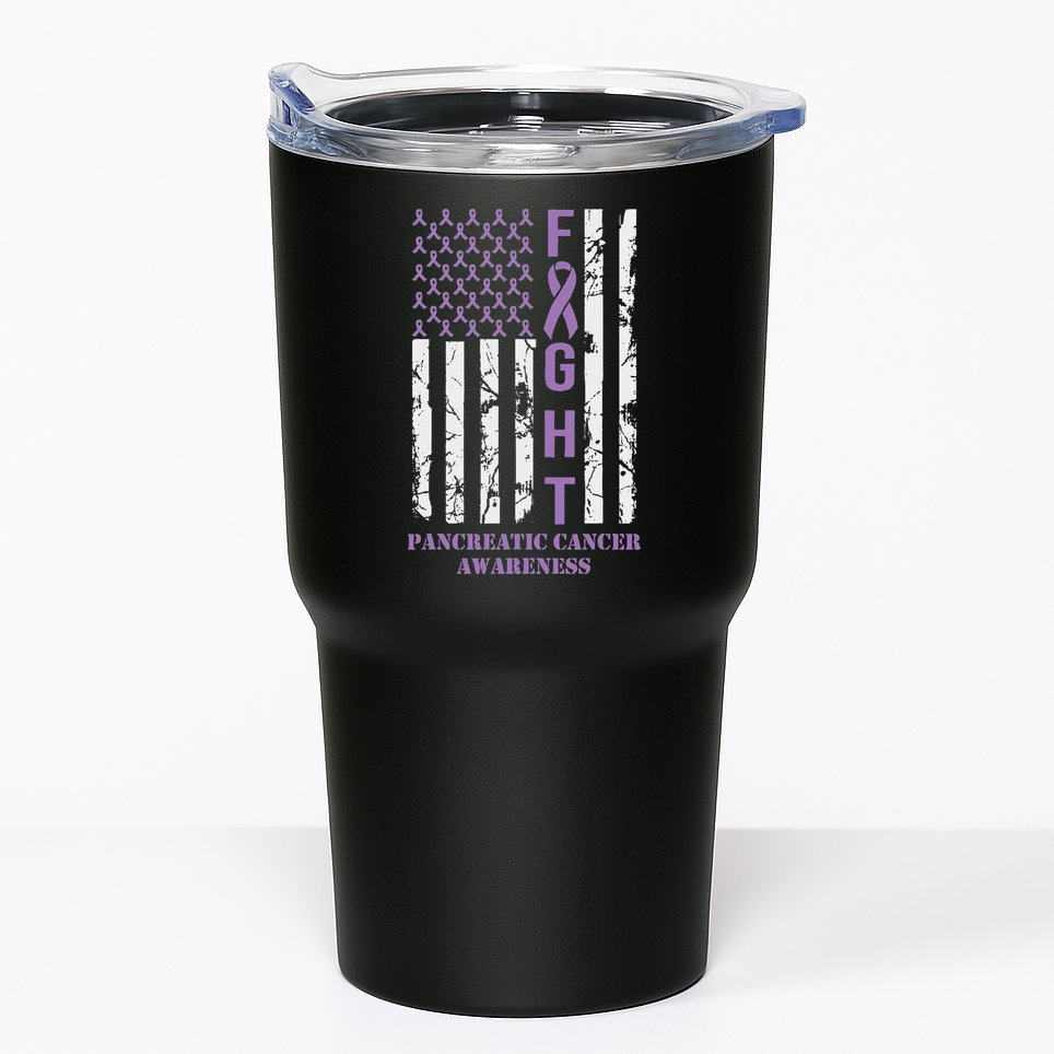 Fight Flag Purple Ribbon Support Pancreatic Cancer Awareness Tumbler