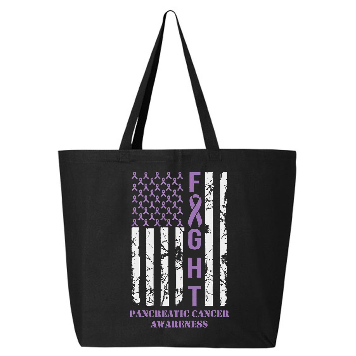 Fight Flag Purple Ribbon Support Pancreatic Cancer Awareness 25L Jumbo Tote