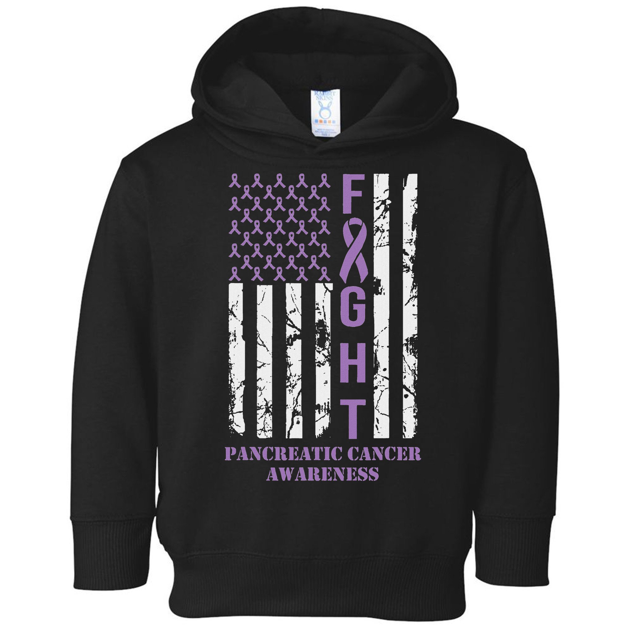 Fight Flag Purple Ribbon Support Pancreatic Cancer Awareness Toddler Hoodie