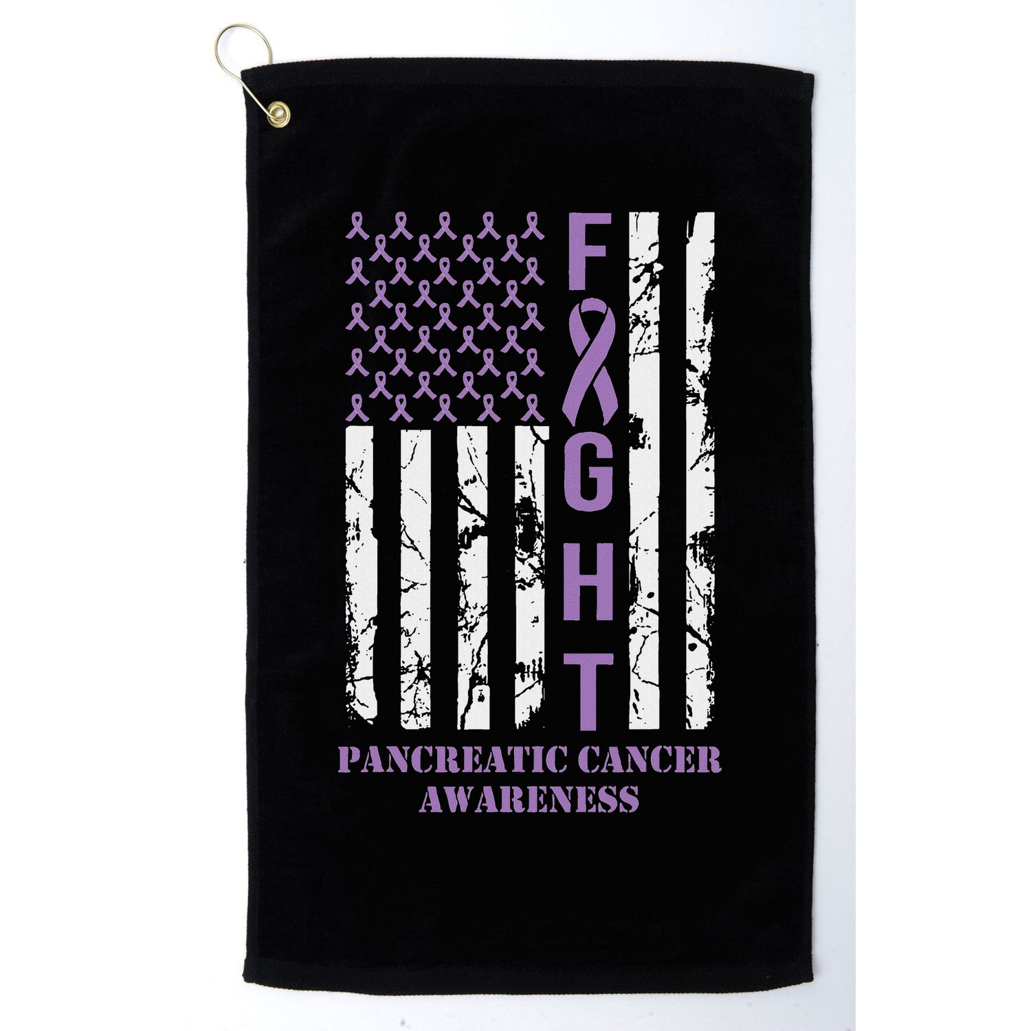 Fight Flag Purple Ribbon Support Pancreatic Cancer Awareness Golf Towel