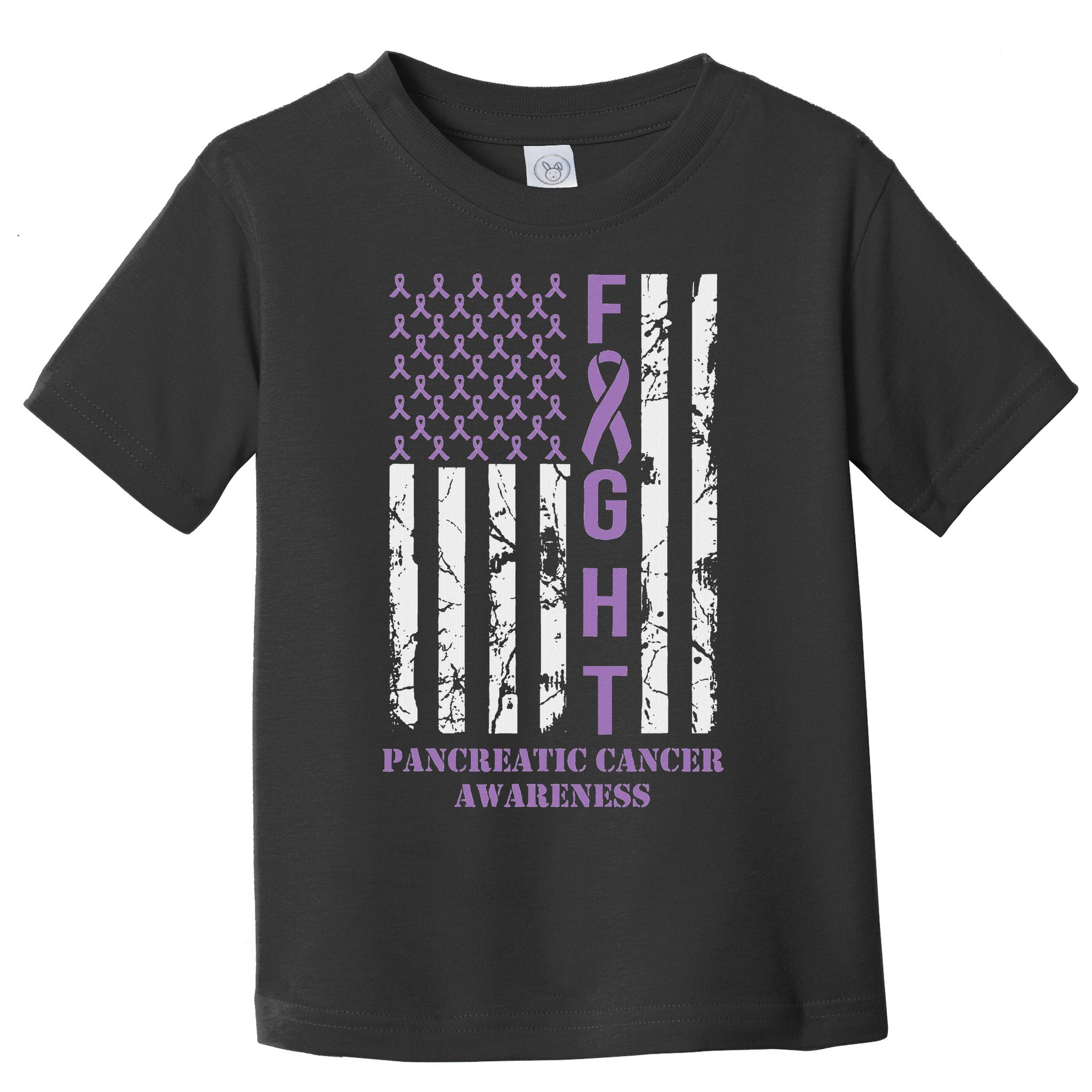 Fight Flag Purple Ribbon Support Pancreatic Cancer Awareness Toddler T-Shirt