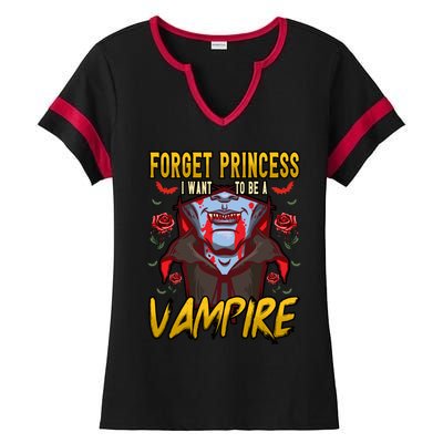 Funny Forget Princess I Want To Be A Vampire Halloween Gift Ladies Halftime Notch Neck Tee