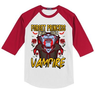 Funny Forget Princess I Want To Be A Vampire Halloween Gift Kids Colorblock Raglan Jersey