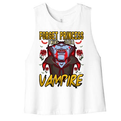 Funny Forget Princess I Want To Be A Vampire Halloween Gift Women's Racerback Cropped Tank