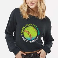 Funny Fastpitch Pitcher Softball Game Gift Gift Cropped Pullover Crew