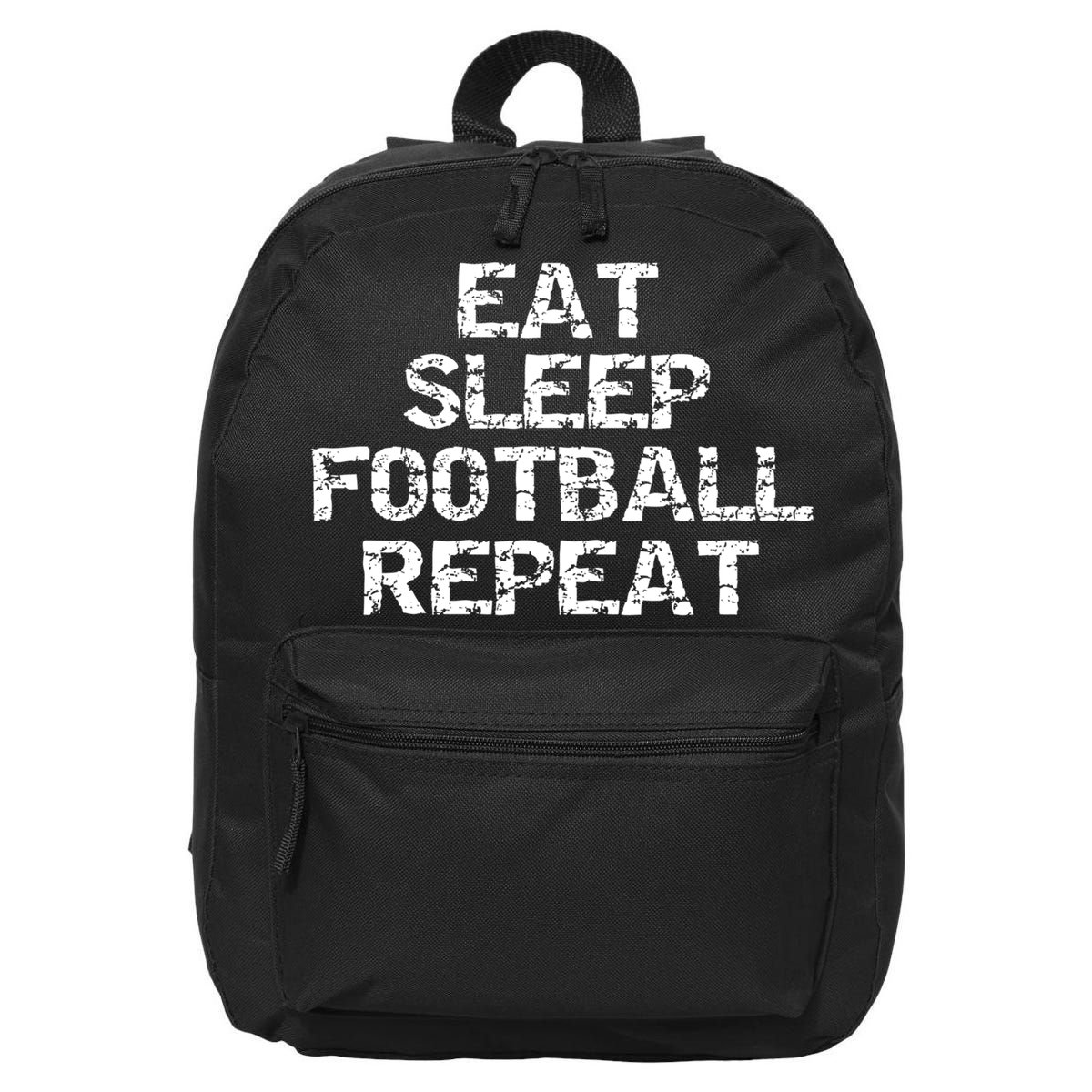 Funny Football Player Gift For Men Eat Sleep Football Repeat Meaningful Gift 16 in Basic Backpack