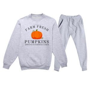 Farm Fresh Pumpkins Apples Hayrides Cider Thanksgiving Fall Premium Crewneck Sweatsuit Set