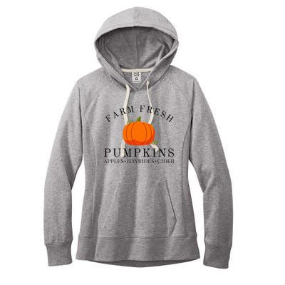 Farm Fresh Pumpkins Apples Hayrides Cider Thanksgiving Fall Women's Fleece Hoodie