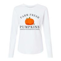 Farm Fresh Pumpkins Apples Hayrides Cider Thanksgiving Fall Womens Cotton Relaxed Long Sleeve T-Shirt