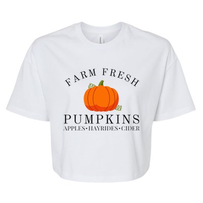 Farm Fresh Pumpkins Apples Hayrides Cider Thanksgiving Fall Bella+Canvas Jersey Crop Tee