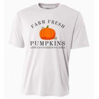 Farm Fresh Pumpkins Apples Hayrides Cider Thanksgiving Fall Cooling Performance Crew T-Shirt